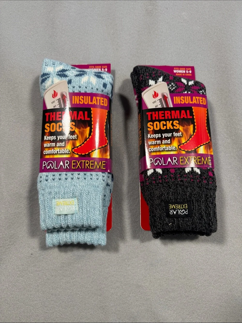 Polar Extreme Women’s Insulated Thermal Socks Lot 4-Pack Size 5-9 Cozy Winter